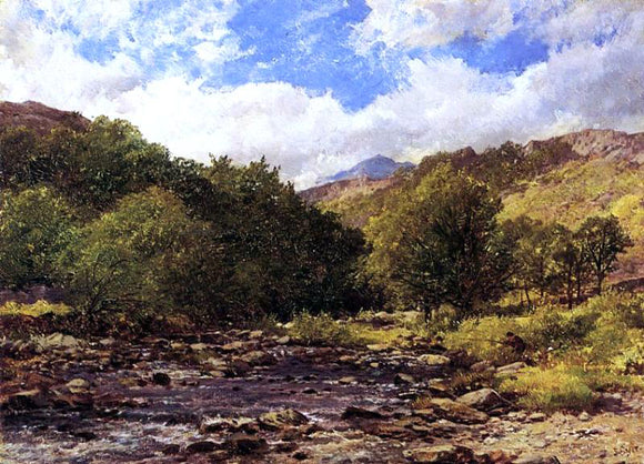  John Syer Fisherman at a Mountain Stream - Art Print