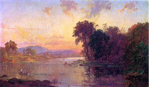  Jasper Francis Cropsey Fisherman in Autumn Landscape - Art Print