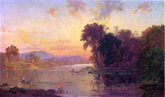  Jasper Francis Cropsey Fisherman in Autumn Landscape - Art Print