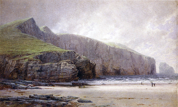  William Trost Richards Fisherman on the Shore, Trebarwith Strand, Cornwall - Art Print
