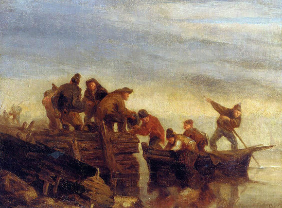  Eugene-Louis Boudin Fishermen by the Water - Art Print