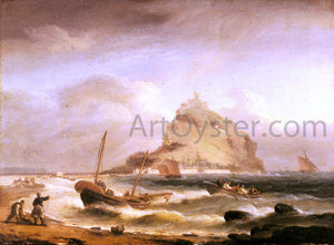  Thomas Luny Fishermen Rowing in, Before St. Michael's Mount - Art Print