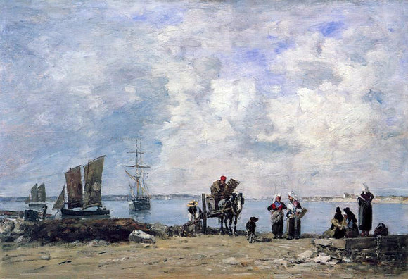  Eugene-Louis Boudin Fishermen's Wives at the Seaside - Art Print