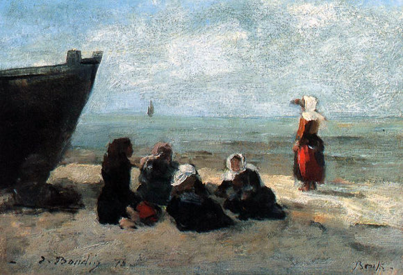  Eugene-Louis Boudin Fisherwives Waiting for the Boats to Return - Art Print