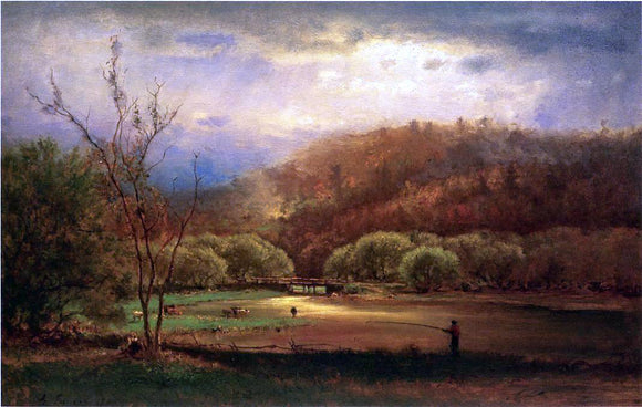  George Inness Fishing - Art Print