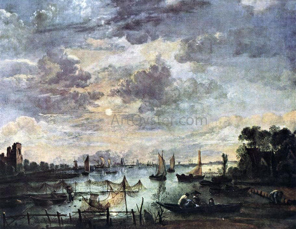  Aert Van der Neer Fishing at Moonlight - Art Print