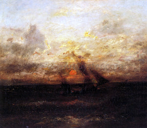  Jules Dupre Fishing Boat in Stormy Seas - Art Print
