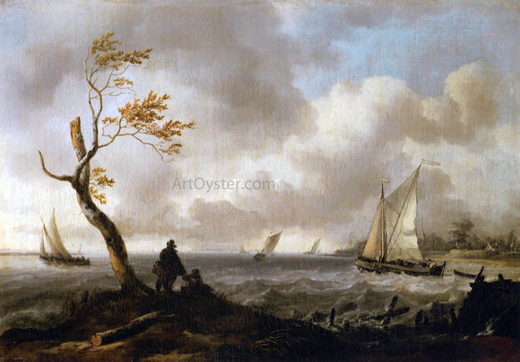  Ludolf Backhuysen Fishing Boats and Coasting Vessel in Rough Weather - Art Print