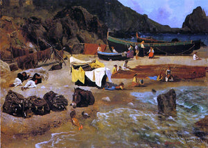  Albert Bierstadt Fishing Boats at Capri - Art Print