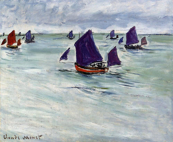  Claude Oscar Monet Fishing Boats off Pourville - Art Print