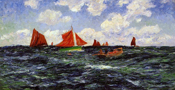  Henri Moret Fishing Boats off the Coast - Art Print