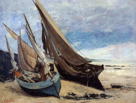  Gustave Courbet Fishing Boats on the Deauville Beach - Art Print