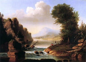  George Henry Durrie Fishing by a River - Art Print