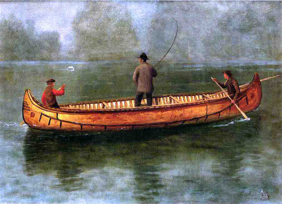  Albert Bierstadt Fishing from a Canoe - Art Print