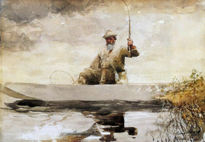  Winslow Homer Fishing in the Adirondacks - Art Print