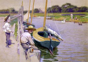  Edward Potthast Fishing off an Old Pier - Art Print