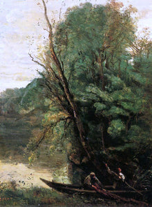  Jean-Baptiste-Camille Corot Fishing with Nets, Evening - Art Print