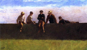  Eastman Johnson Five Boys on a Wall - Art Print