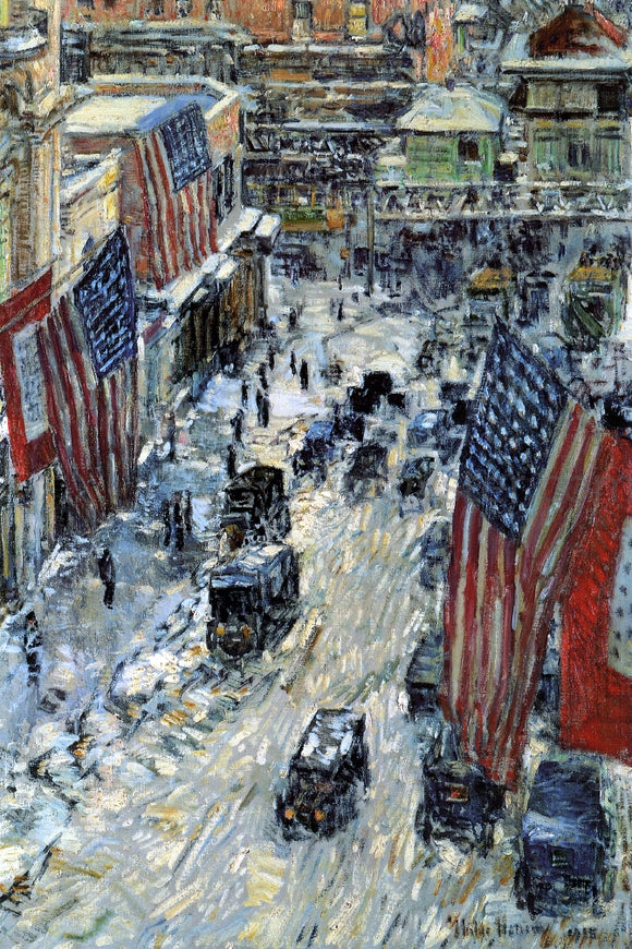  Frederick Childe Hassam Flags on Fifty-Seventh Street - Art Print