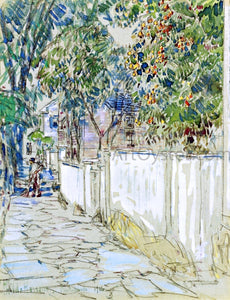  Frederick Childe Hassam Flagstone Sidewalk, Portsmouth, New Hampshire - Art Print