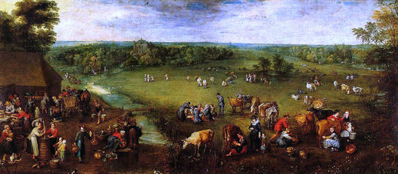  The Elder Jan Bruegel Flemish Dairy Farm - Art Print