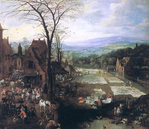  Joos De Momper Flemish Market and Washing Place - Art Print