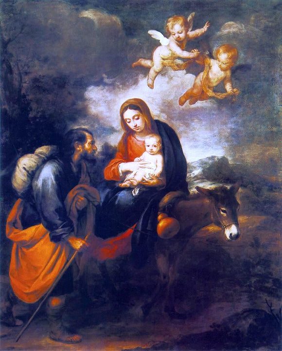  Bartolome Esteban Murillo A Flight into Egypt - Art Print