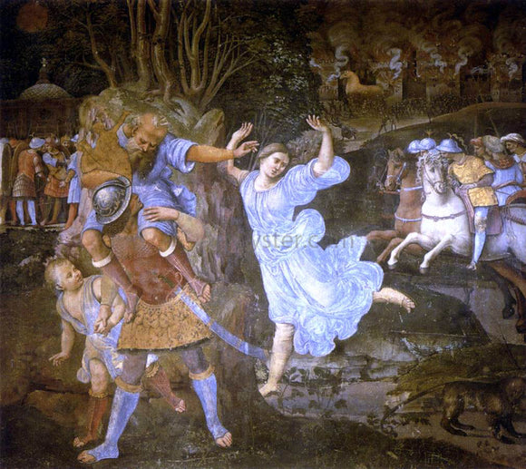  Girolamo Genga Flight of Aeneas from Troy - Art Print