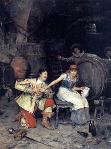  Federico Andreotti Flirtation in the Wine Cellar - Art Print
