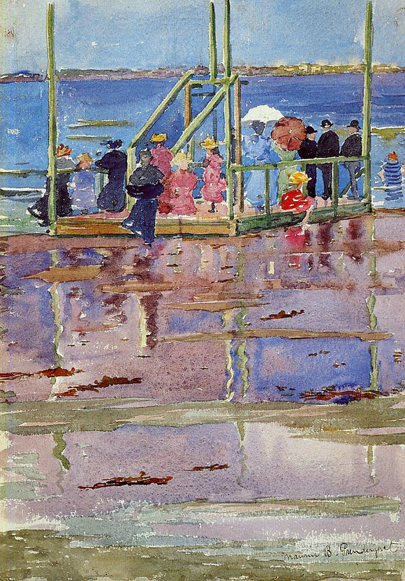  Maurice Prendergast Float at Low Tide, Revere Beach (also known as People at the Beach) - Art Print