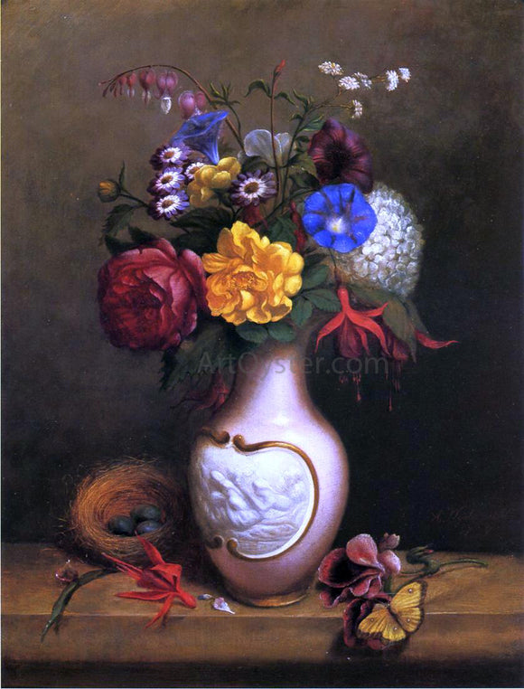  Arnoud Wydeveld Floral Arrangement with Birds Nest - Art Print