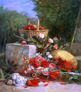  Eugene-Louis Boudin Flowers and Fruit in a Garden - Art Print