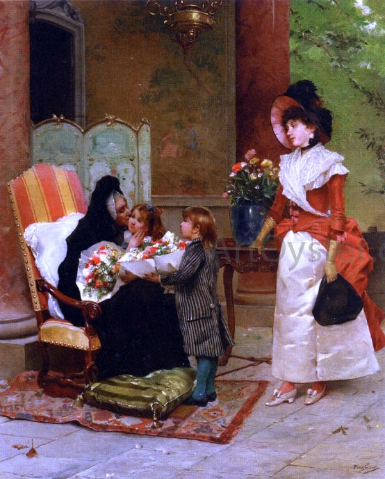  Emile-Auguste Pinchart Flowers for Grandmother - Art Print