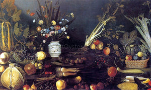  Master of Hartford Still-life Flowers, Fruit, Vegetables and Two Lizards - Art Print
