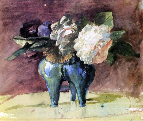  John La Farge Flowers. In a Blue Chinese Vase, of Antique Shape - Art Print