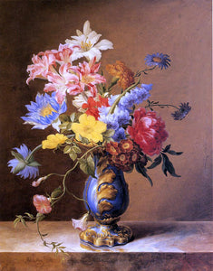  Josef Nigg Flowers in a Blue Vase - Art Print