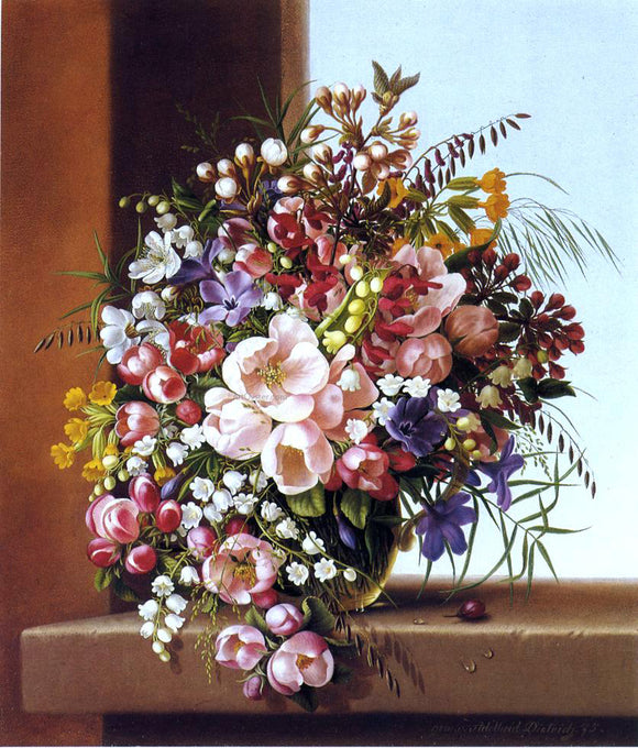  Adelheid Dietrich Flowers in a Glass Bowl - Art Print