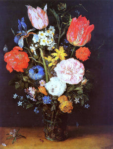  The Elder Jan Bruegel Flowers in a Glass Vase - Art Print