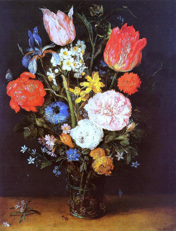  The Elder Jan Bruegel Flowers in a Glass Vase - Art Print