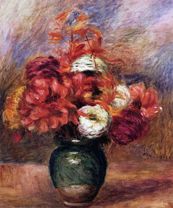  Pierre Auguste Renoir Flowers in a Green Vase - Dahlilas and Asters - Art Print
