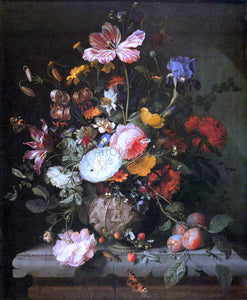  Jacob Van Walscapelle Flowers in a Stone Vase - Art Print