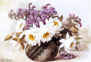  Raoul Paul Maucherat De Longpre Flowers in an Indian Basket - Art Print