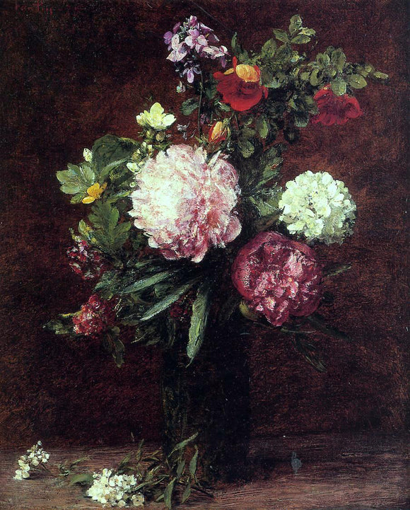  Henri Fantin-Latour Flowers, Large Bouquet with Three Peonies - Art Print