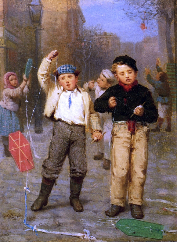  John George Brown Flying Kites - Art Print