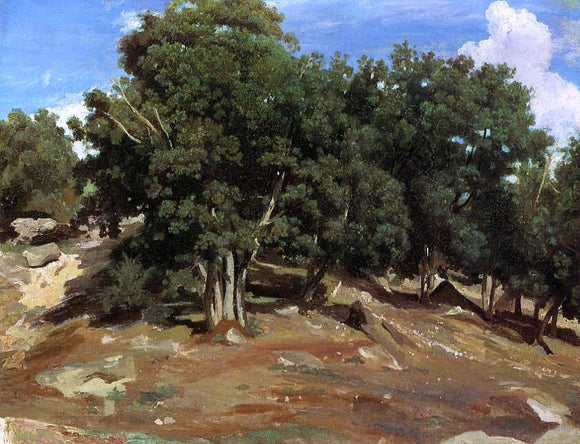  Jean-Baptiste-Camille Corot Fontainebleau - Black Oaks of Bas-Breau - Art Print