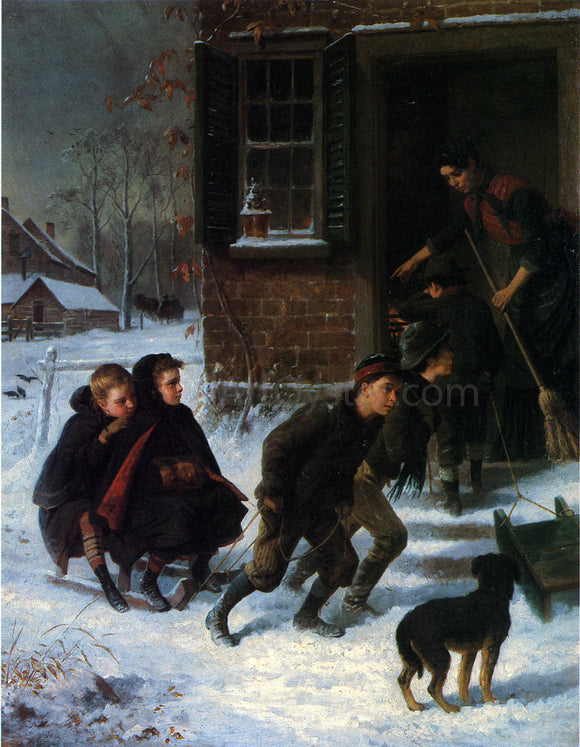  William Hahn Forbidden to Go Sleigh Riding - Art Print