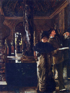  James Tissot Foreign Visitors at The Louvre - Art Print