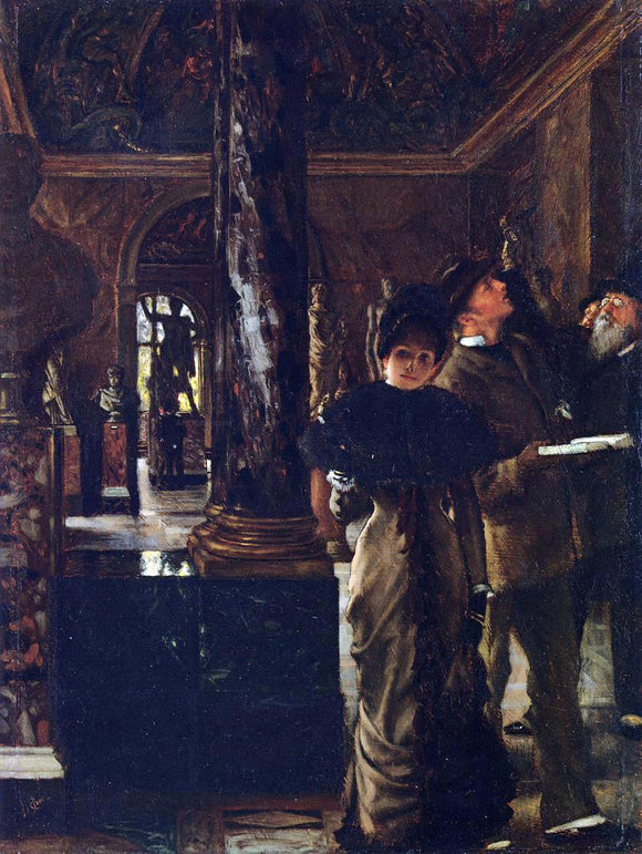  James Tissot Foreign Visitors at The Louvre - Art Print