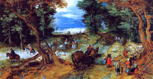 The Elder Jan Bruegel Forest Landscape with Travellers - Art Print