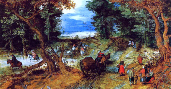  The Elder Jan Bruegel Forest Landscape with Travellers - Art Print